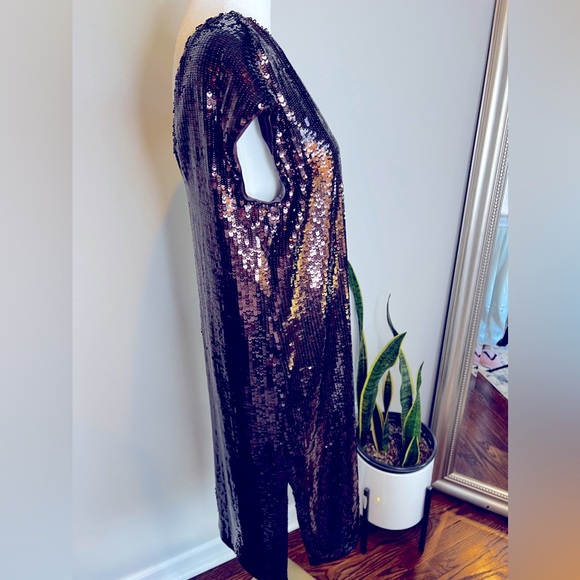 Anthropologie Maeve Kara Sequined Dress Short Sleeve Slit Embellished XS - Picture 12 of 12